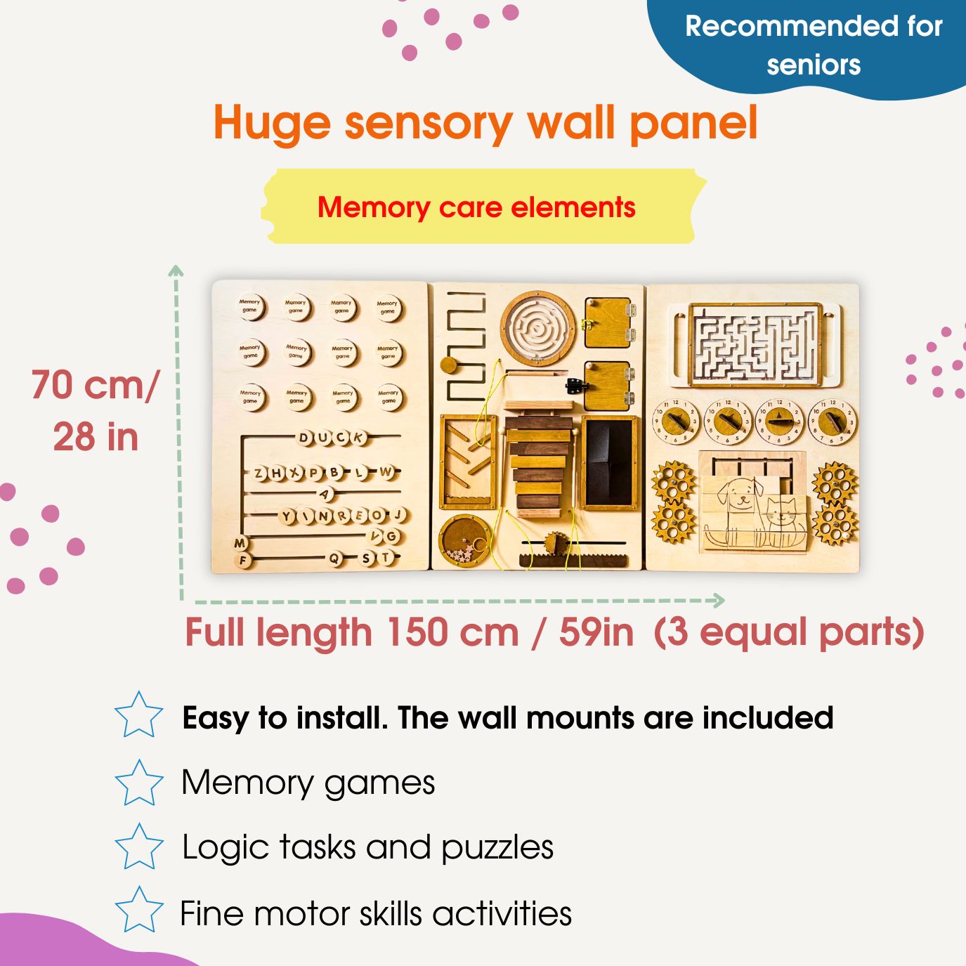 Tactile wall panels for memory care spaces | Alzheimer’s and Dementia Therapy Activity Board
