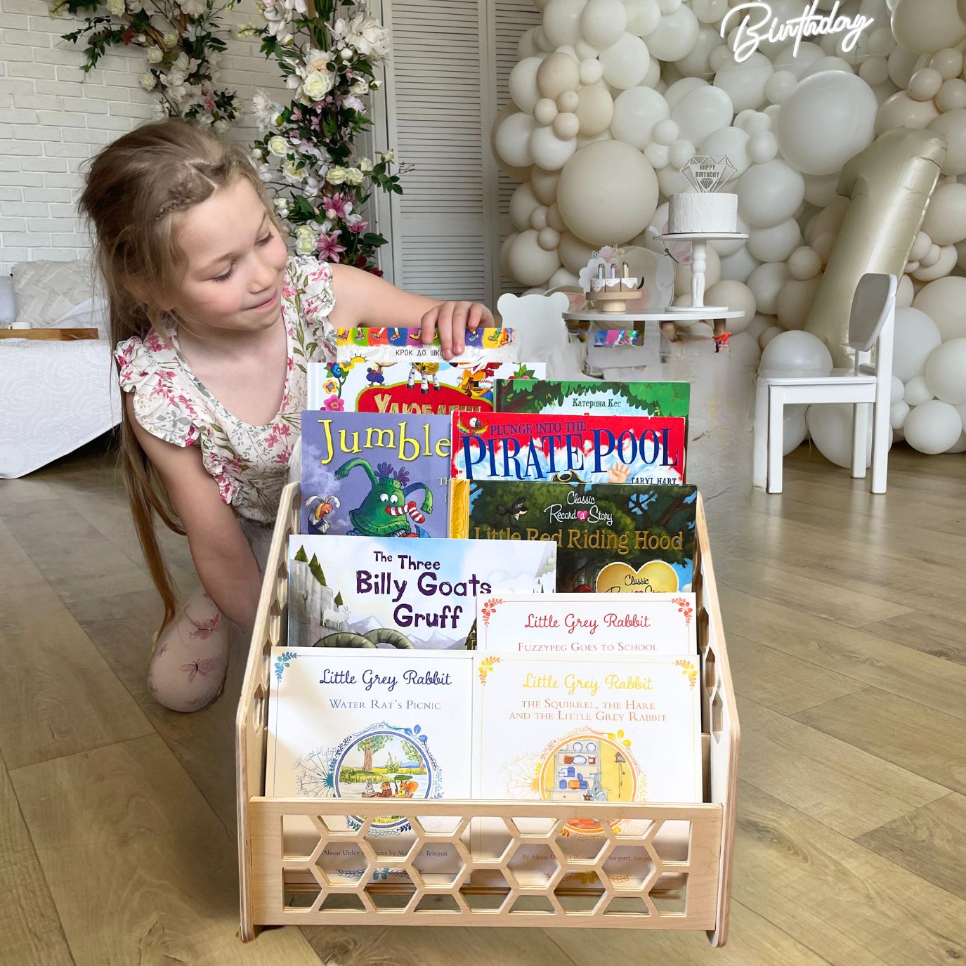 Childrens book shelf | Wooden Montessori Bookshelf