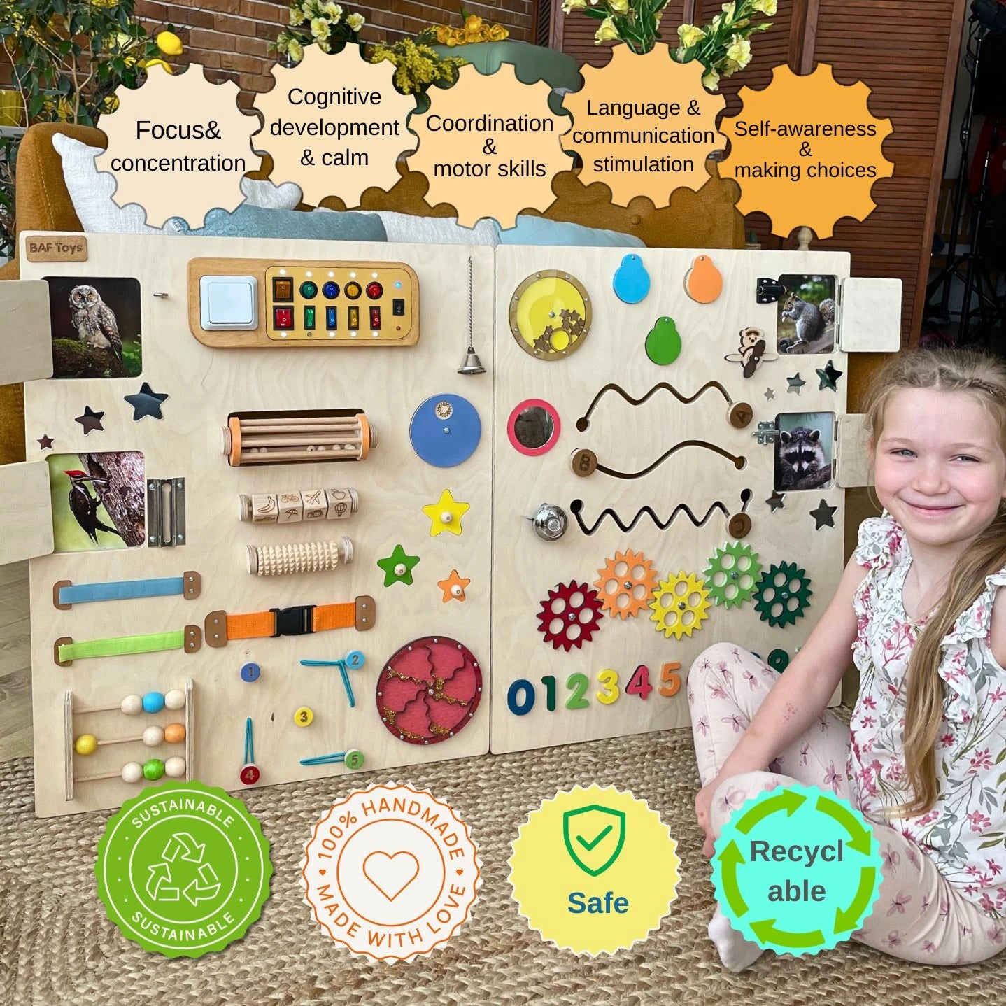 Sensory Wall Panel for Special Needs | Colorful Natural Style