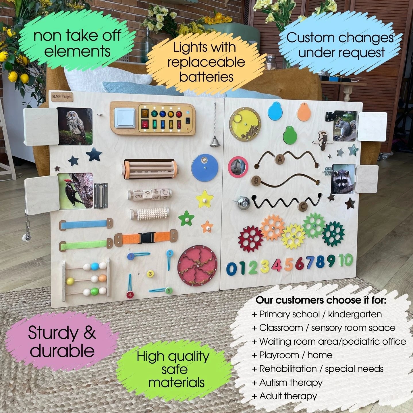 Sensory Wall Panel for Special Needs | Colorful Natural Style