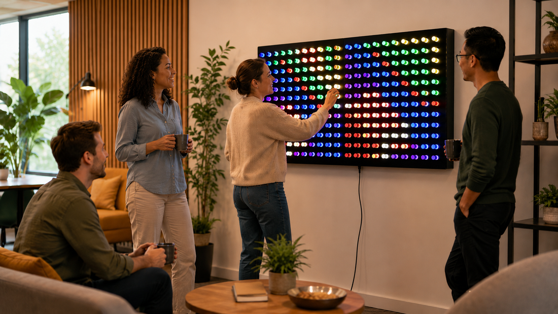 Giant light peg board for corporative team building