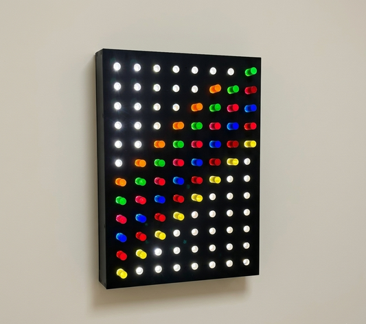 Large LED Peg Wall sensory light board with colorful acrylic rods for sensory rooms and therapy spaces