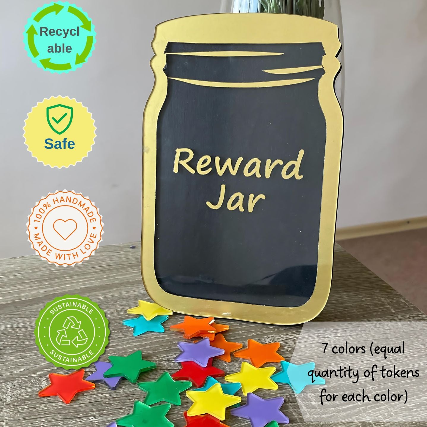 Classroom Reward Jar, Gold and Black