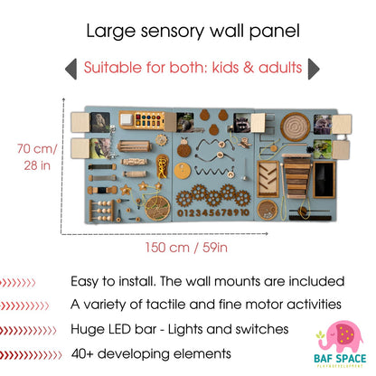 Sensory Wall Panels For Kids & Adults| Large busy board for wall 150x70cm