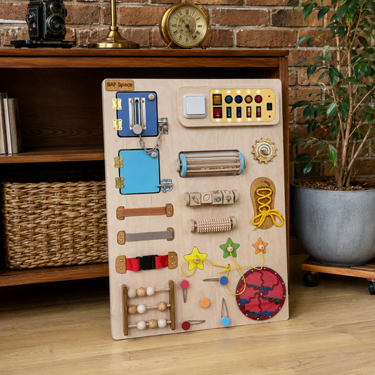 Colorful Wooden Busy Board for Toddlers 50х70cm
