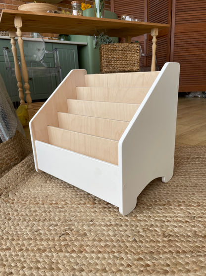 Wooden Montessori Bookshelf for Kids | Natural & White | Ages 1–7