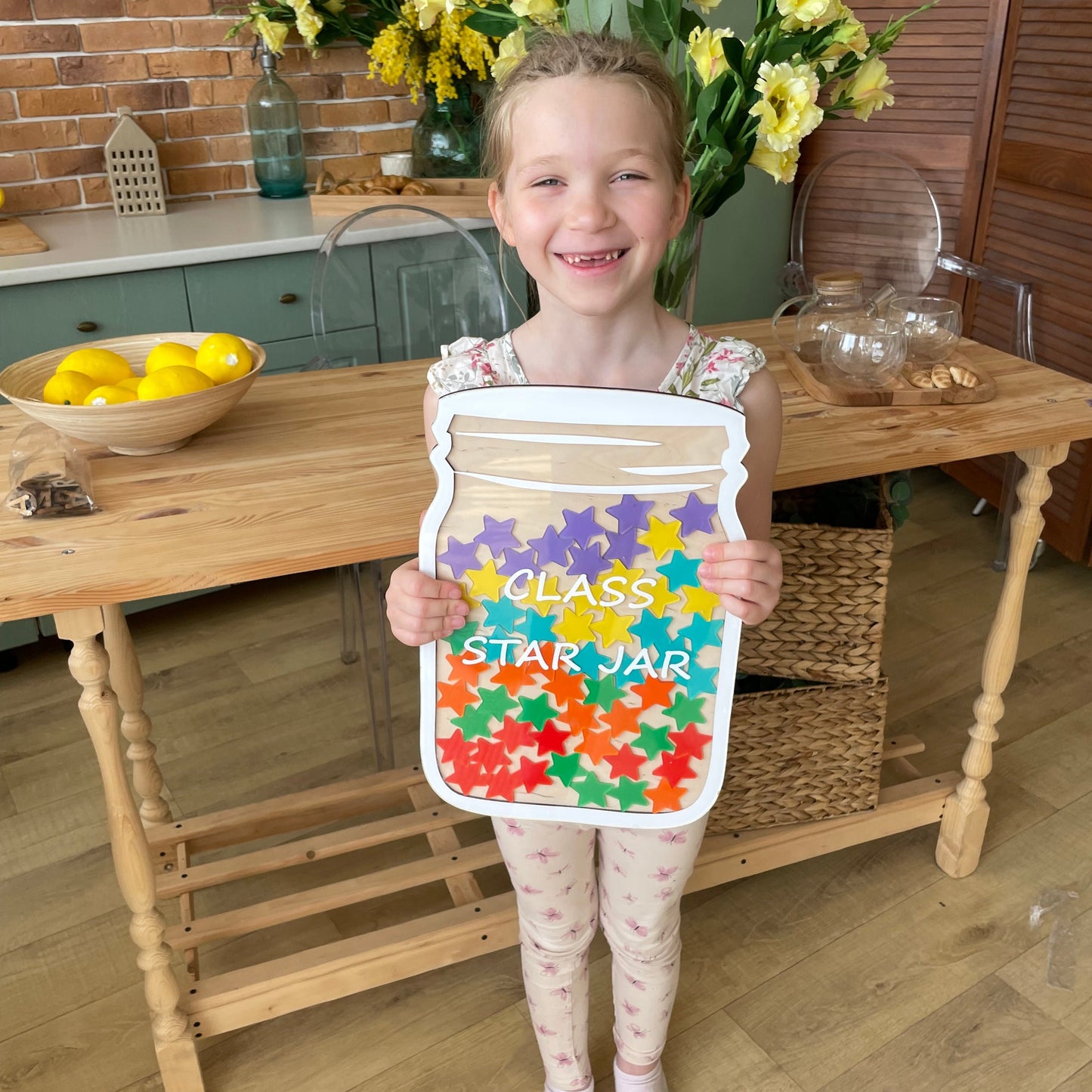 Classroom reward jar with stars tokens