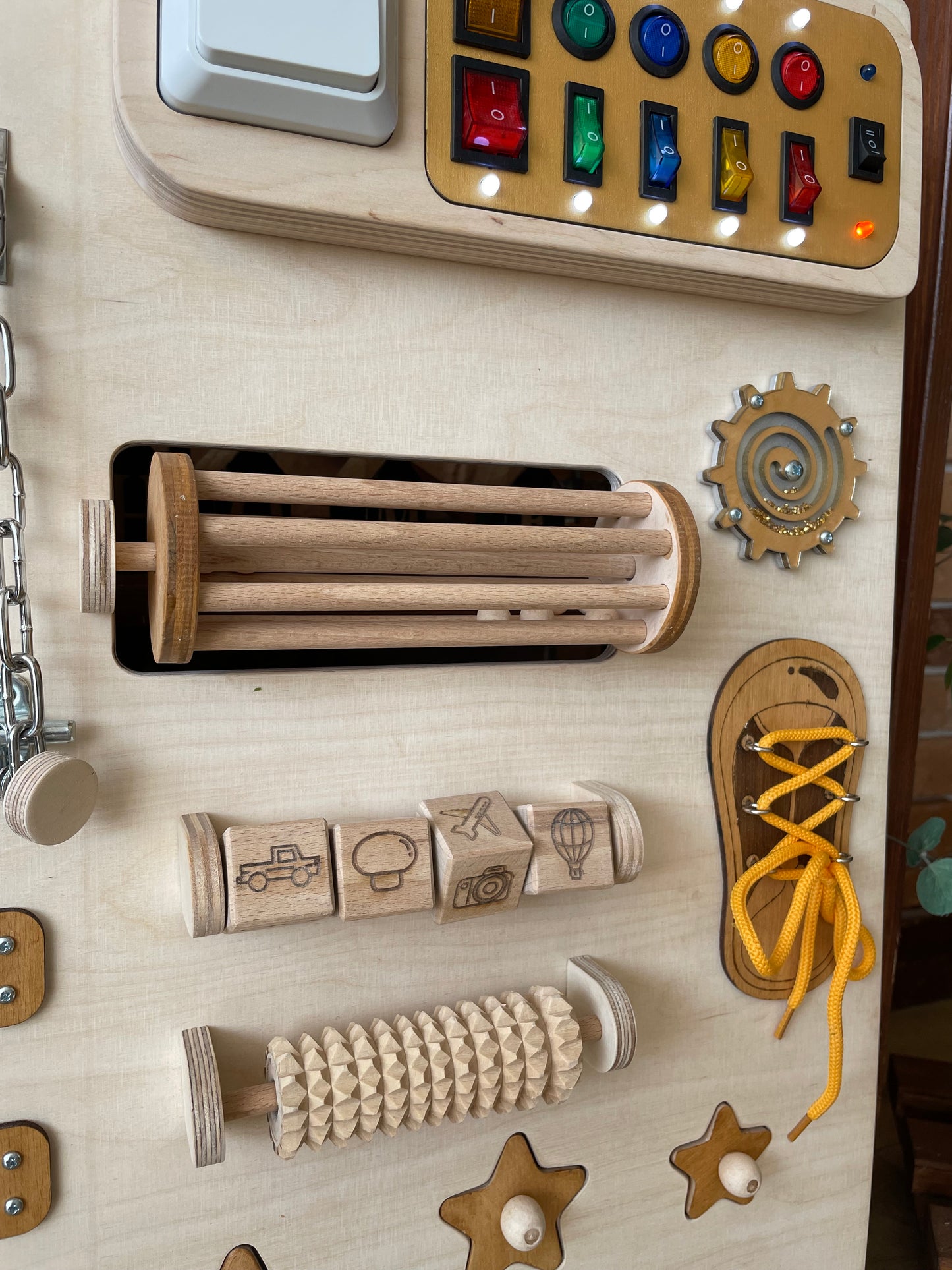 Natural Wooden Busy Board for Toddlers 50х70cm