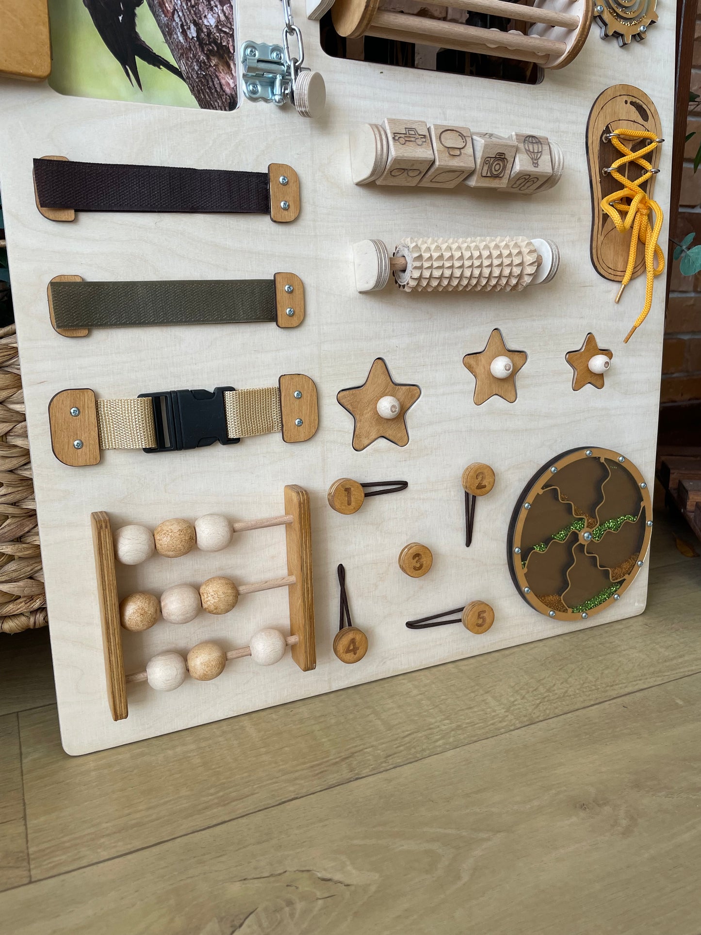 Natural Wooden Busy Board for Toddlers 50х70cm
