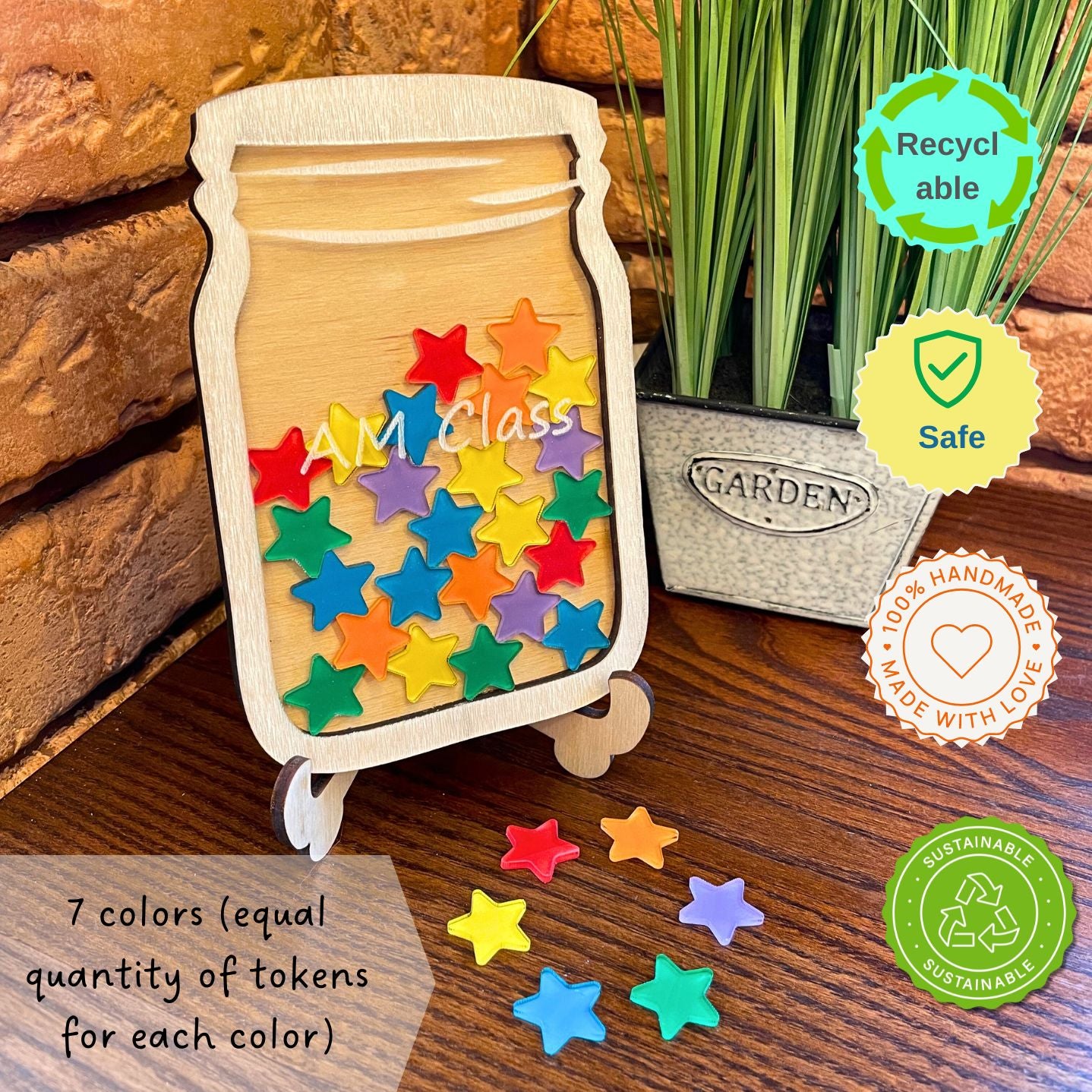 Classroom reward jar with stars tokens