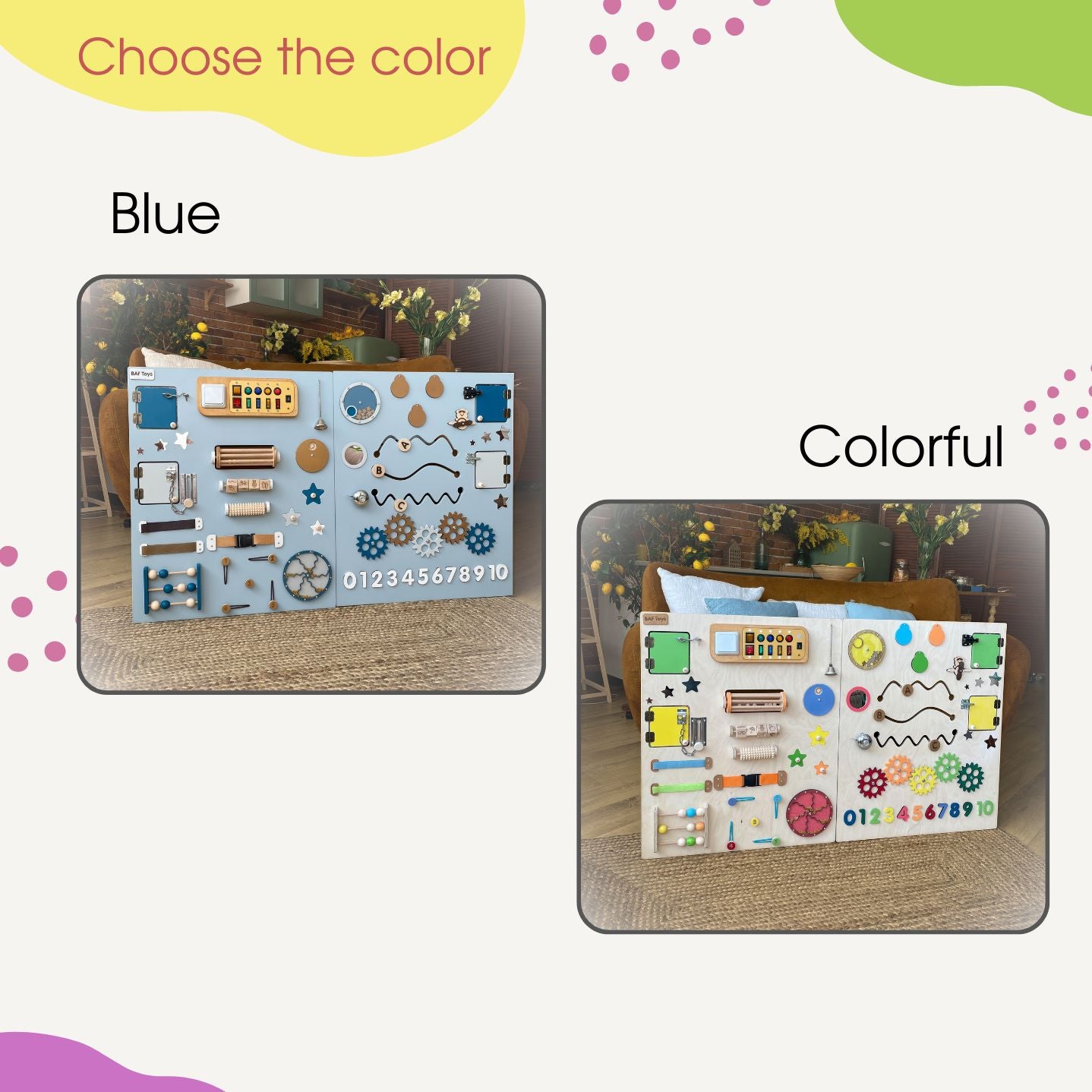 Multi-sensory wall board for waiting room Nature 120x70 Colorful