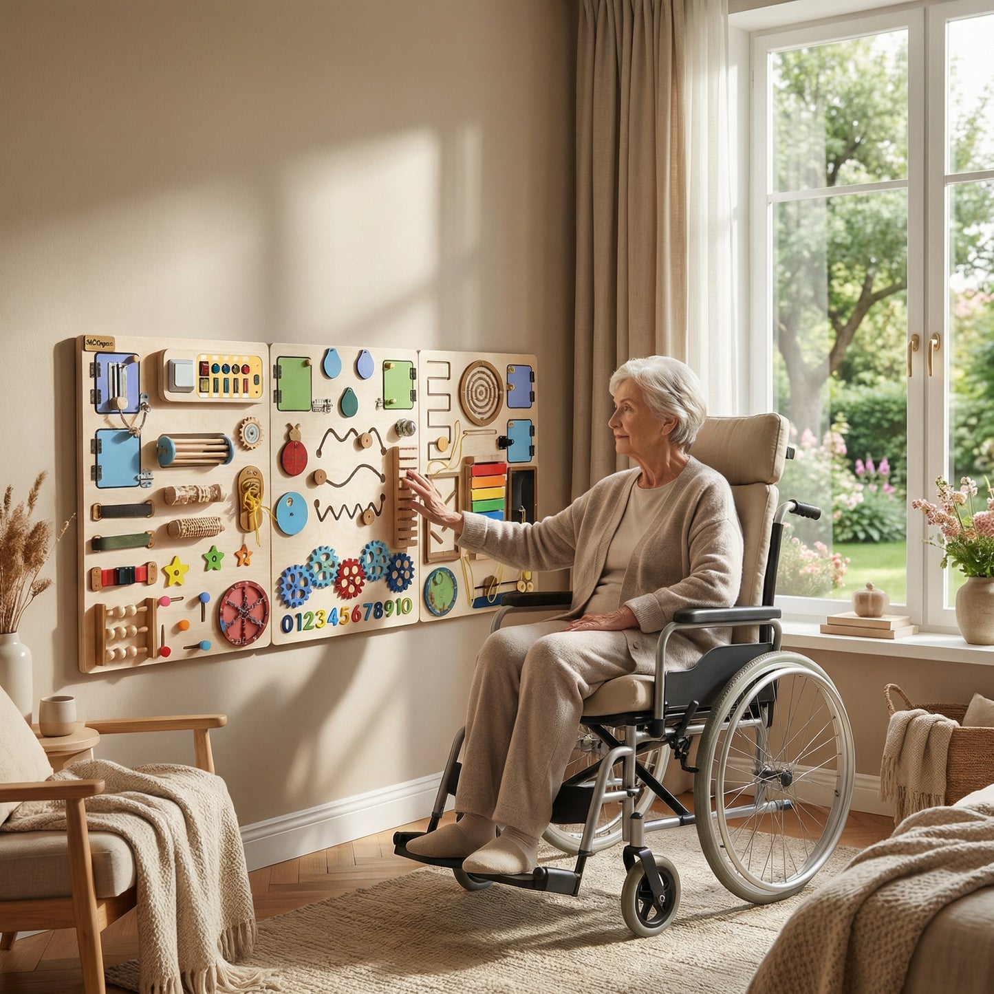 Sensory Wall Panels For Sensory Room and Memory Care | 3 sections | Large busy board for wall