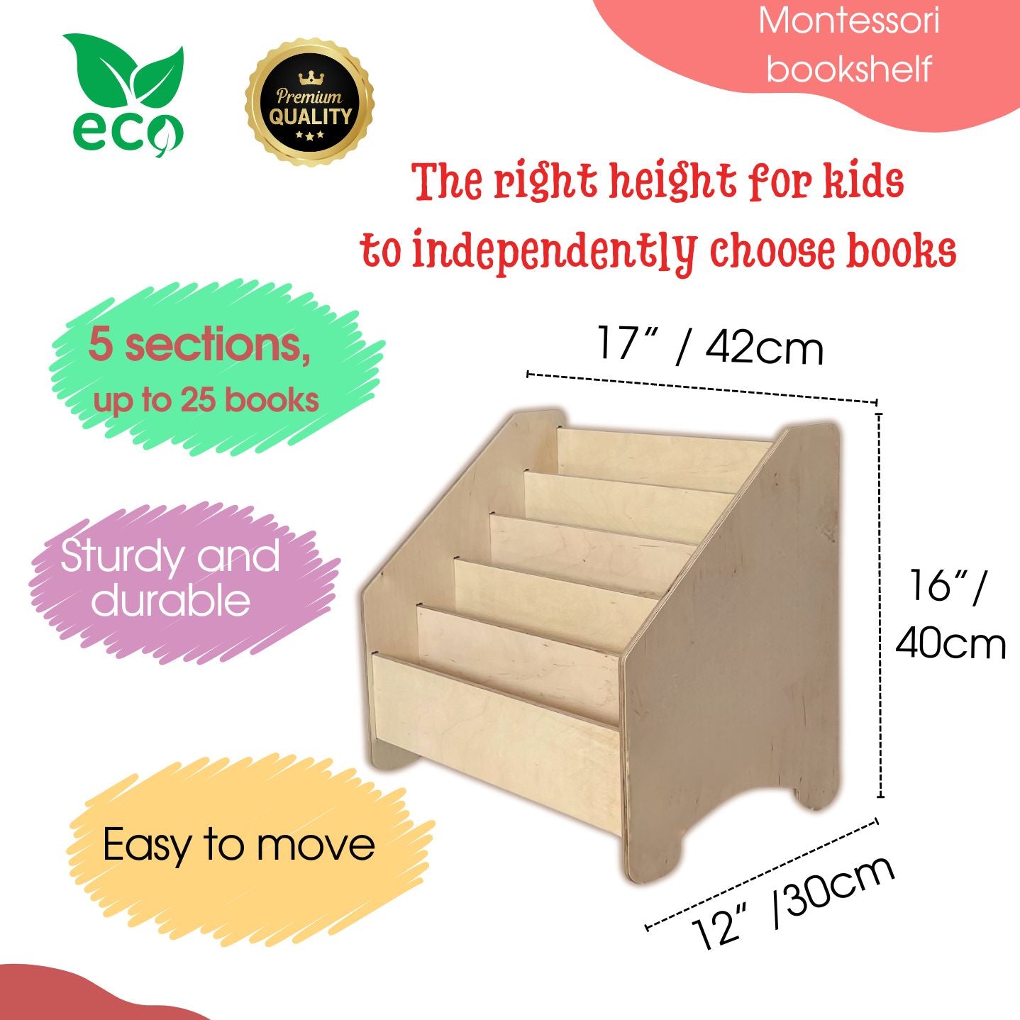 Montessori bookshelf | Natural color